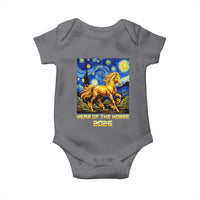 Year of the Horse Starry Night Inspired Graphic Baby Onesie Golden Horse Chinese Zodiac Art - Wonder Print Shop