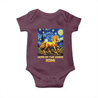 Year of the Horse Starry Night Inspired Graphic Baby Onesie Golden Horse Chinese Zodiac Art - Wonder Print Shop
