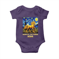 Year of the Horse Starry Night Inspired Graphic Baby Onesie Golden Horse Chinese Zodiac Art - Wonder Print Shop
