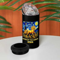 Year of the Horse Starry Night Inspired Graphic 4 in 1 Can Cooler Tumbler Golden Horse Chinese Zodiac Art - Wonder Print Shop