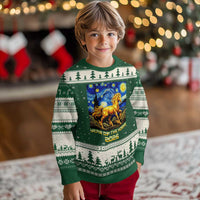 Year of the Horse Starry Night Inspired Graphic Ugly Christmas Sweater Golden Horse Chinese Zodiac Art - Wonder Print Shop