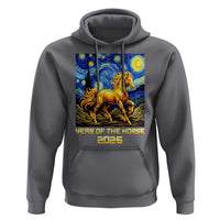 Year of the Horse Starry Night Inspired Graphic Hoodie Golden Horse Chinese Zodiac Art - Wonder Print Shop