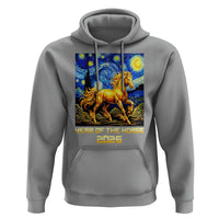 Year of the Horse Starry Night Inspired Graphic Hoodie Golden Horse Chinese Zodiac Art - Wonder Print Shop