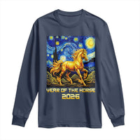 Year of the Horse Starry Night Inspired Graphic Long Sleeve Shirt Golden Horse Chinese Zodiac Art - Wonder Print Shop