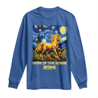 Year of the Horse Starry Night Inspired Graphic Long Sleeve Shirt Golden Horse Chinese Zodiac Art - Wonder Print Shop