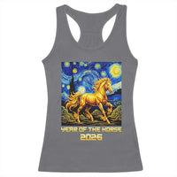 Year of the Horse Starry Night Inspired Graphic Racerback Tank Top Golden Horse Chinese Zodiac Art - Wonder Print Shop