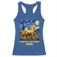 Year of the Horse Starry Night Inspired Graphic Racerback Tank Top Golden Horse Chinese Zodiac Art - Wonder Print Shop