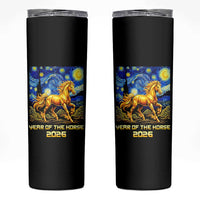 Year of the Horse Starry Night Inspired Graphic Skinny Tumbler Golden Horse Chinese Zodiac Art - Wonder Print Shop