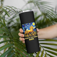 Year of the Horse Starry Night Inspired Graphic Skinny Tumbler Golden Horse Chinese Zodiac Art - Wonder Print Shop