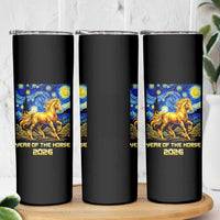 Year of the Horse Starry Night Inspired Graphic Skinny Tumbler Golden Horse Chinese Zodiac Art - Wonder Print Shop