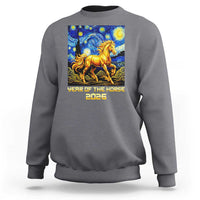 Year of the Horse Starry Night Inspired Graphic Sweatshirt Golden Horse Chinese Zodiac Art - Wonder Print Shop