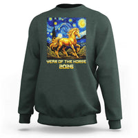 Year of the Horse Starry Night Inspired Graphic Sweatshirt Golden Horse Chinese Zodiac Art - Wonder Print Shop