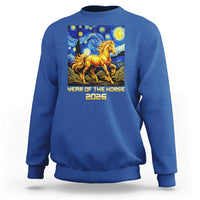 Year of the Horse Starry Night Inspired Graphic Sweatshirt Golden Horse Chinese Zodiac Art - Wonder Print Shop