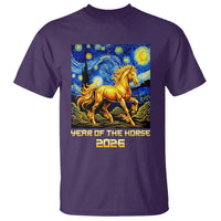 Year of the Horse Starry Night Inspired Graphic T Shirt Golden Horse Chinese Zodiac Art - Wonder Print Shop