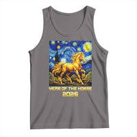Year of the Horse Starry Night Inspired Graphic Tank Top Golden Horse Chinese Zodiac Art - Wonder Print Shop