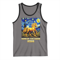 Year of the Horse Starry Night Inspired Graphic Tank Top Golden Horse Chinese Zodiac Art - Wonder Print Shop