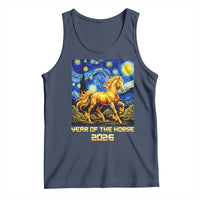 Year of the Horse Starry Night Inspired Graphic Tank Top Golden Horse Chinese Zodiac Art - Wonder Print Shop