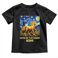 Year of the Horse Starry Night Inspired Graphic Toddler T Shirt Golden Horse Chinese Zodiac Art - Wonder Print Shop