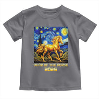 Year of the Horse Starry Night Inspired Graphic Toddler T Shirt Golden Horse Chinese Zodiac Art - Wonder Print Shop