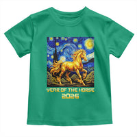 Year of the Horse Starry Night Inspired Graphic Toddler T Shirt Golden Horse Chinese Zodiac Art - Wonder Print Shop