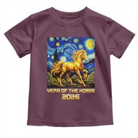 Year of the Horse Starry Night Inspired Graphic Toddler T Shirt Golden Horse Chinese Zodiac Art - Wonder Print Shop