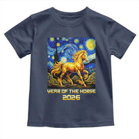 Year of the Horse Starry Night Inspired Graphic Toddler T Shirt Golden Horse Chinese Zodiac Art - Wonder Print Shop