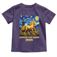 Year of the Horse Starry Night Inspired Graphic Toddler T Shirt Golden Horse Chinese Zodiac Art - Wonder Print Shop