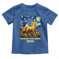 Year of the Horse Starry Night Inspired Graphic Toddler T Shirt Golden Horse Chinese Zodiac Art - Wonder Print Shop