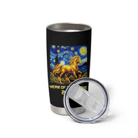 Year of the Horse Starry Night Inspired Graphic Tumbler Cup Golden Horse Chinese Zodiac Art - Wonder Print Shop
