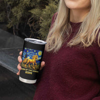 Year of the Horse Starry Night Inspired Graphic Tumbler Cup Golden Horse Chinese Zodiac Art - Wonder Print Shop