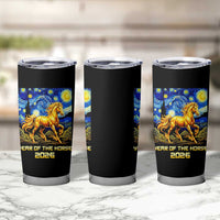 Year of the Horse Starry Night Inspired Graphic Tumbler Cup Golden Horse Chinese Zodiac Art - Wonder Print Shop
