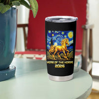 Year of the Horse Starry Night Inspired Graphic Tumbler Cup Golden Horse Chinese Zodiac Art - Wonder Print Shop