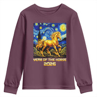 Year of the Horse Starry Night Inspired Graphic Youth Sweatshirt Golden Horse Chinese Zodiac Art - Wonder Print Shop