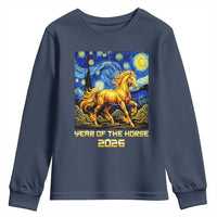 Year of the Horse Starry Night Inspired Graphic Youth Sweatshirt Golden Horse Chinese Zodiac Art - Wonder Print Shop