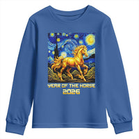 Year of the Horse Starry Night Inspired Graphic Youth Sweatshirt Golden Horse Chinese Zodiac Art - Wonder Print Shop