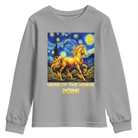 Year of the Horse Starry Night Inspired Graphic Youth Sweatshirt Golden Horse Chinese Zodiac Art - Wonder Print Shop