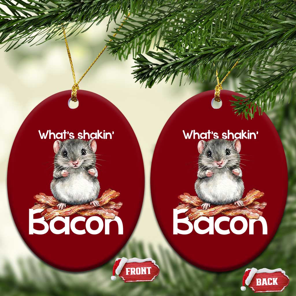 What is Shakin Bacon Funny Mouse Ceramic Ornament Pun Animal Humor - Wonder Print Shop