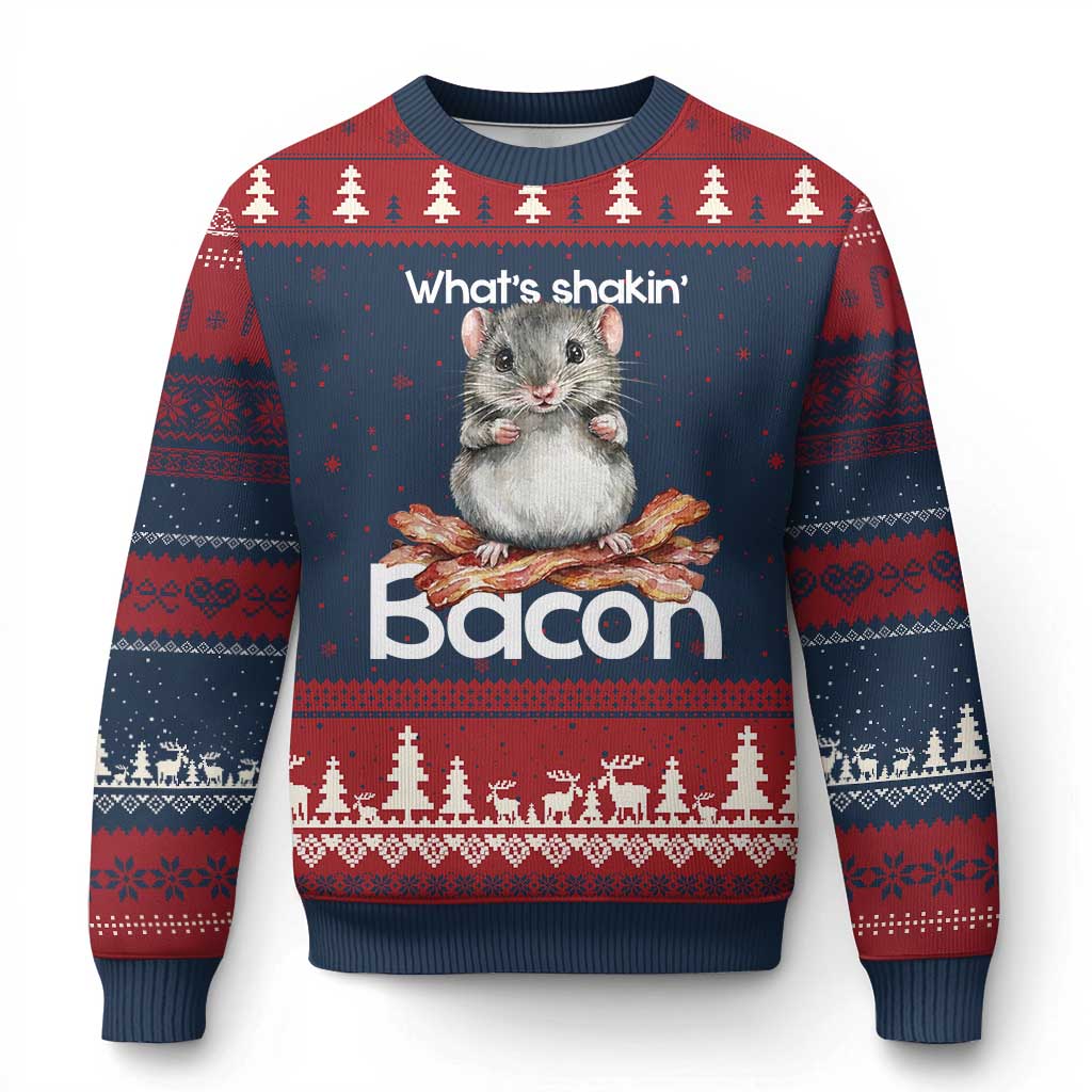 What is Shakin Bacon Funny Mouse Ugly Christmas Sweater Pun Animal Humor - Wonder Print Shop