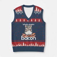 What is Shakin Bacon Funny Mouse V-Neck Knit Sweater Vest Pun Animal Humor - Wonder Print Shop