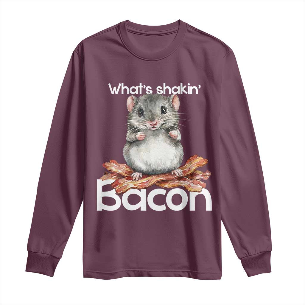 What is Shakin Bacon Funny Mouse Long Sleeve Shirt Pun Animal Humor - Wonder Print Shop