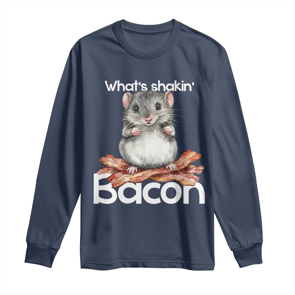 What is Shakin Bacon Funny Mouse Long Sleeve Shirt Pun Animal Humor - Wonder Print Shop