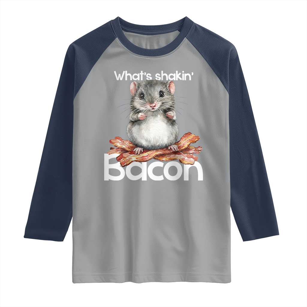 What is Shakin Bacon Funny Mouse Raglan Shirt Pun Animal Humor - Wonder Print Shop