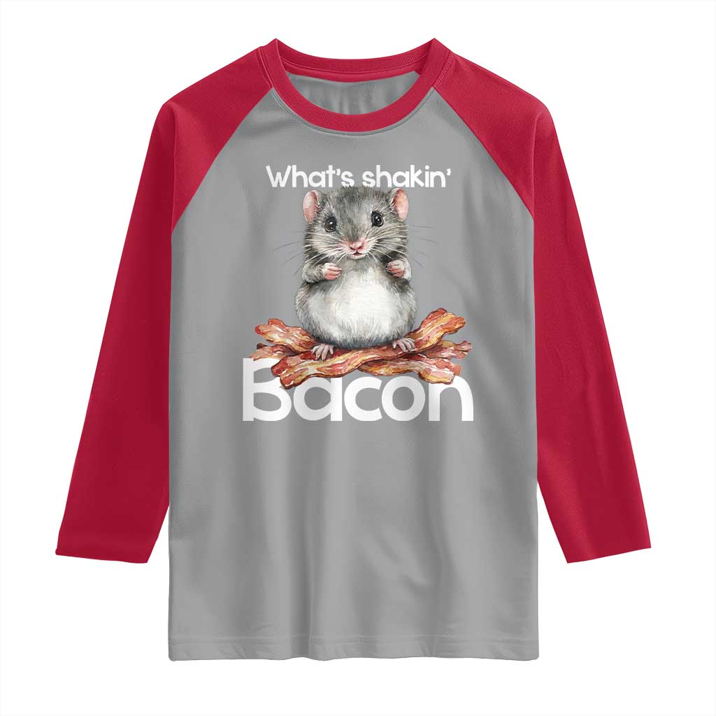 What is Shakin Bacon Funny Mouse Raglan Shirt Pun Animal Humor - Wonder Print Shop