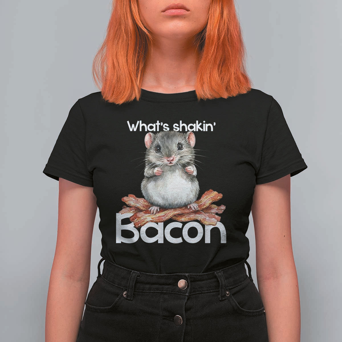 What is Shakin Bacon Funny Mouse T Shirt For Women Pun Animal Humor - Wonder Print Shop