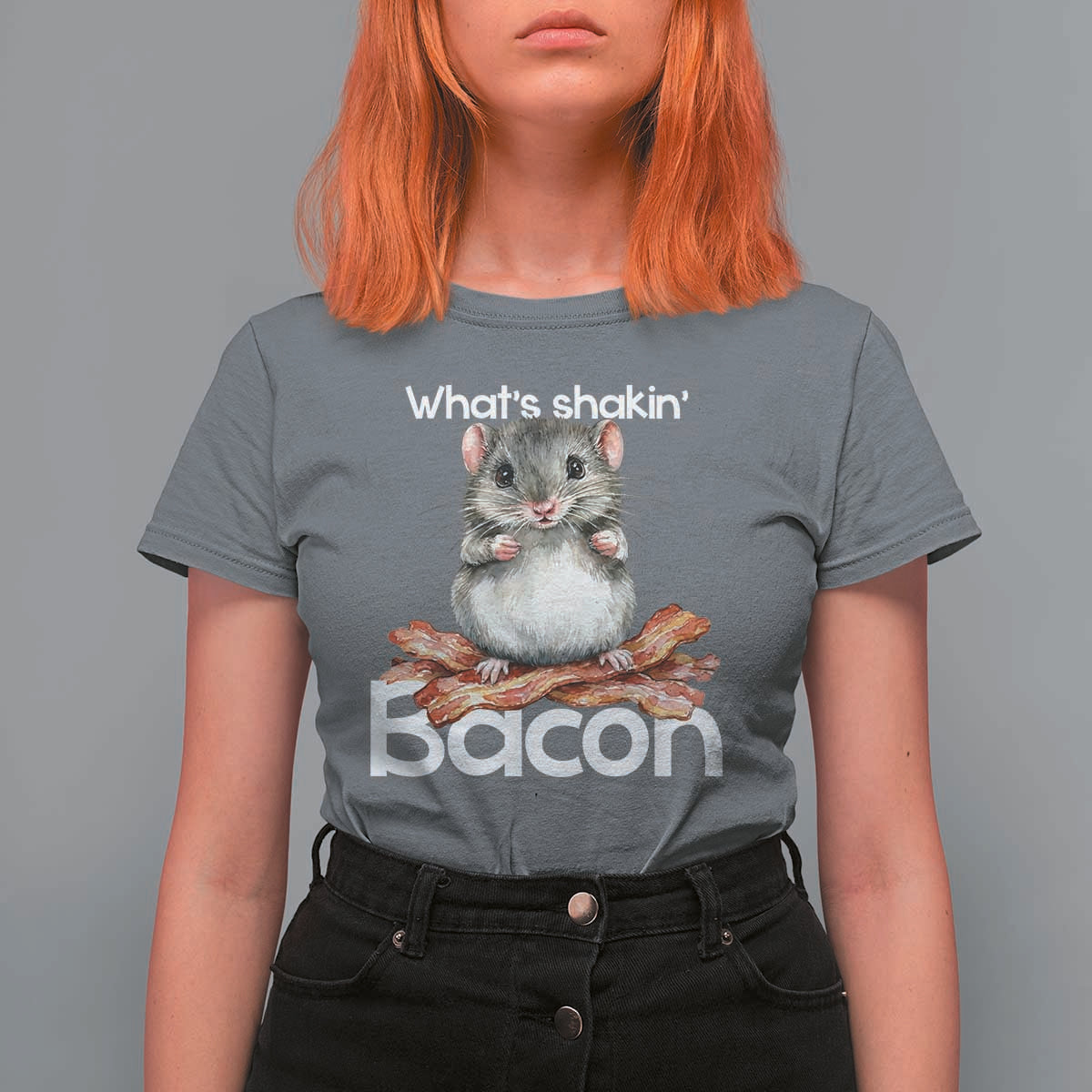 What is Shakin Bacon Funny Mouse T Shirt For Women Pun Animal Humor - Wonder Print Shop