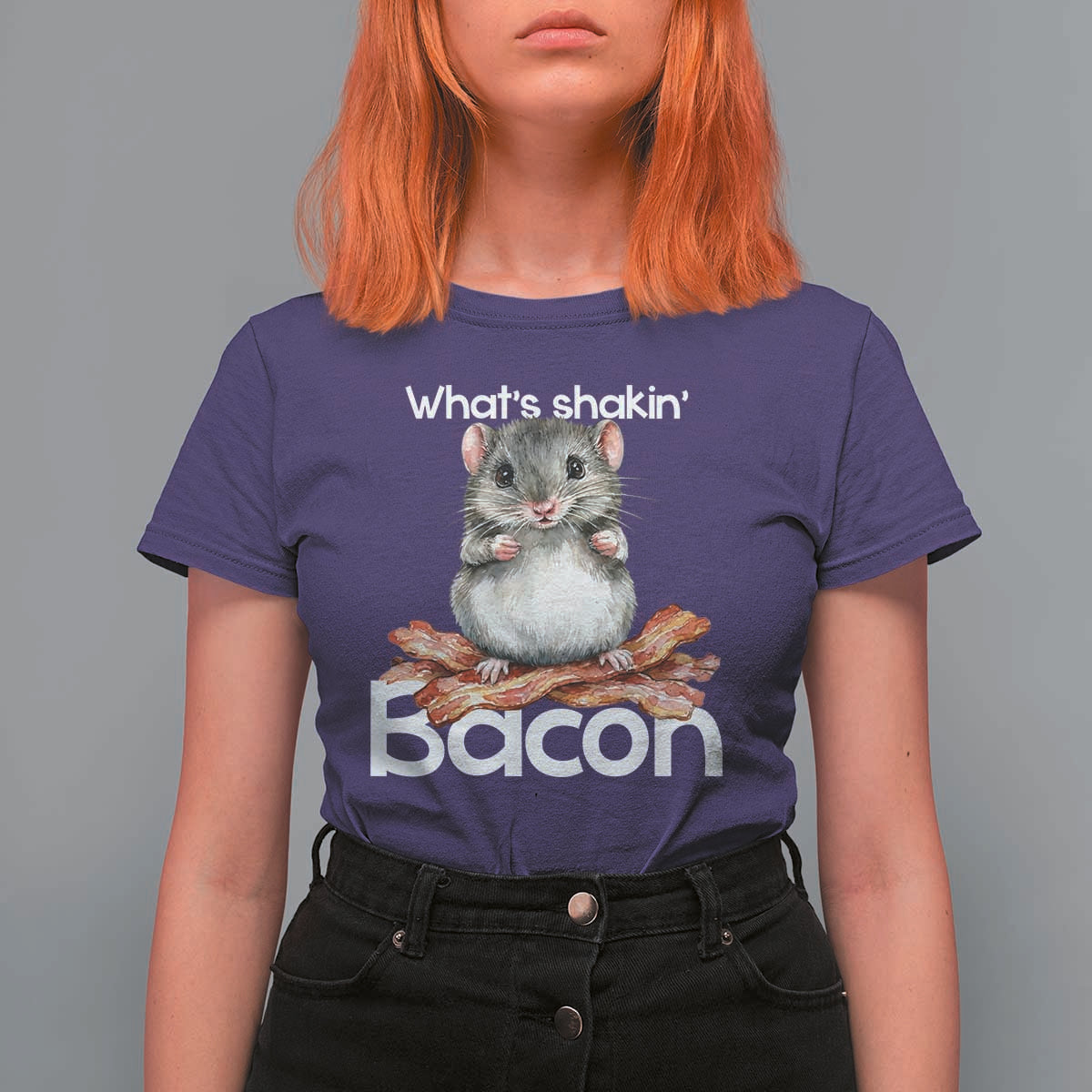 What is Shakin Bacon Funny Mouse T Shirt For Women Pun Animal Humor - Wonder Print Shop