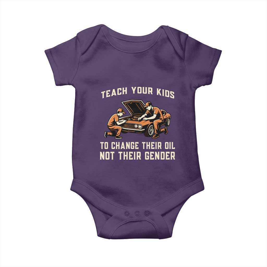Teach Your Kids To Change Their Oil Baby Onesie Not Their Gender Dad and Son Father's Day - Wonder Print Shop