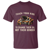 Teach Your Kids To Change Their Oil T Shirt Not Their Gender Dad and Son Father's Day - Wonder Print Shop
