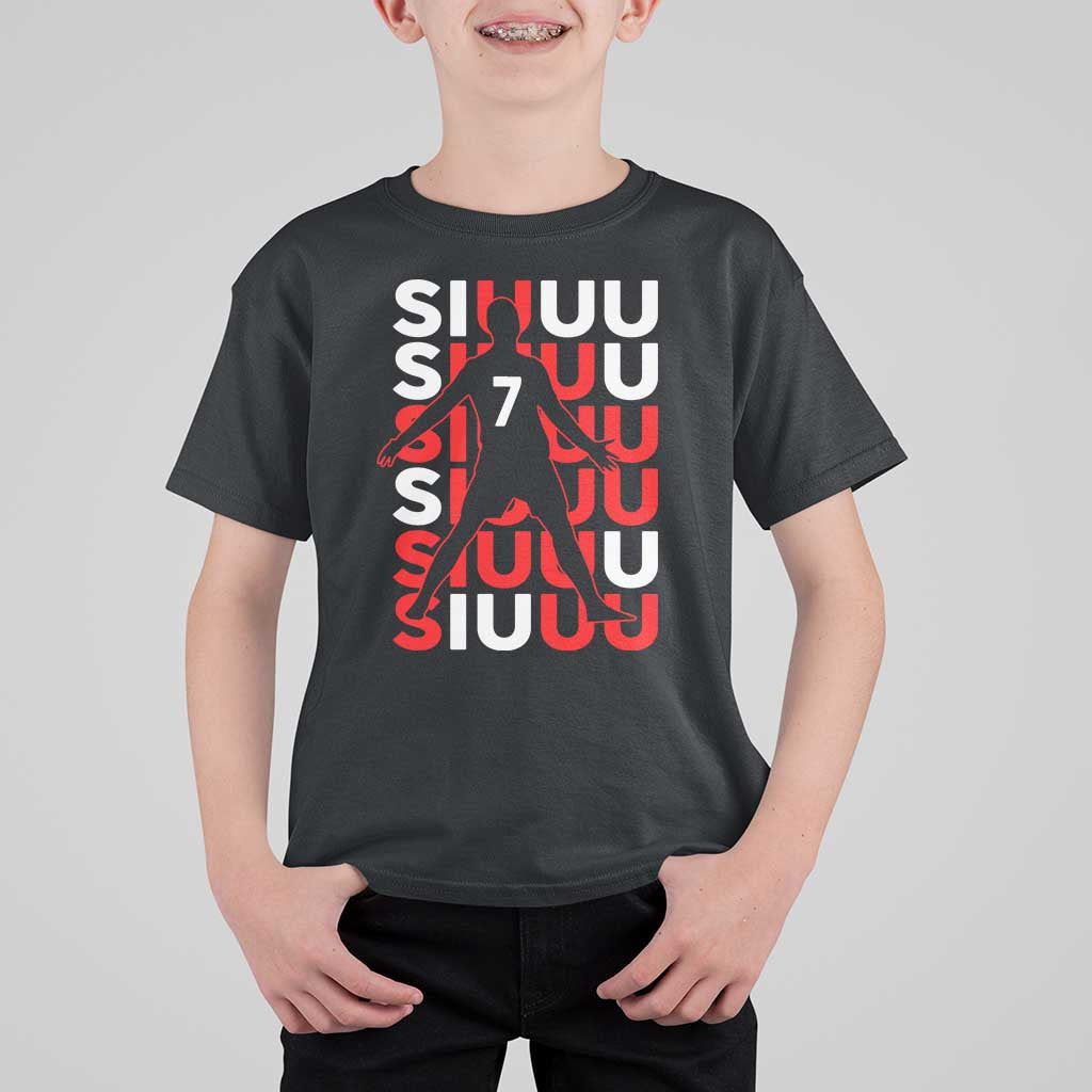 Siuuuu Celebration Number 7 Seven Soccer Fans T Shirt For Kid