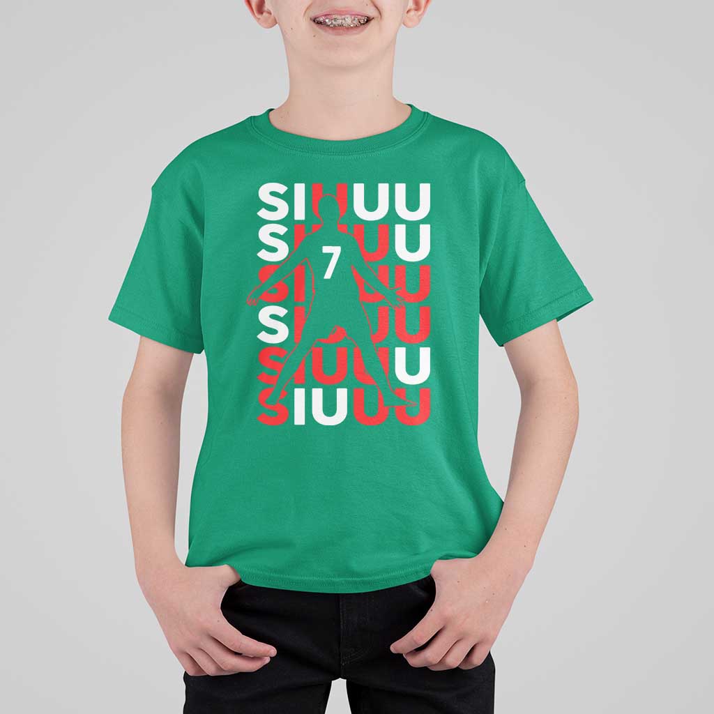 Siuuuu Celebration Number 7 Seven Soccer Fans T Shirt For Kid